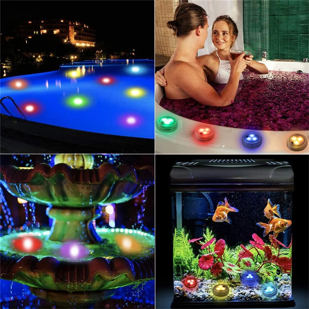 Mini Submersible Light IP68 Waterproof Tea Lamp RGB Color Changing With Remote Controller for Vase Home Party