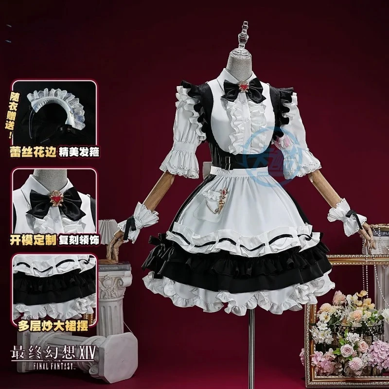 

Minfilia Yda・Hext Thancred Cosplay Costume Game Final Fantasy XIV Men Women Sweet Halloween Lolita Maid Dress Full Set Uniform