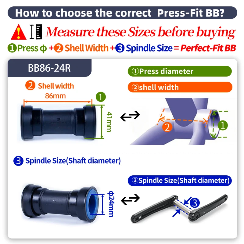 SENICX Press Fit 41mm Keramik-Fahrrad-Innenlager BB 86mm Rennradteile Zentrale Bewegung Passend für SRAM DUB/Shimano 24 Kurbeln – Detail 8