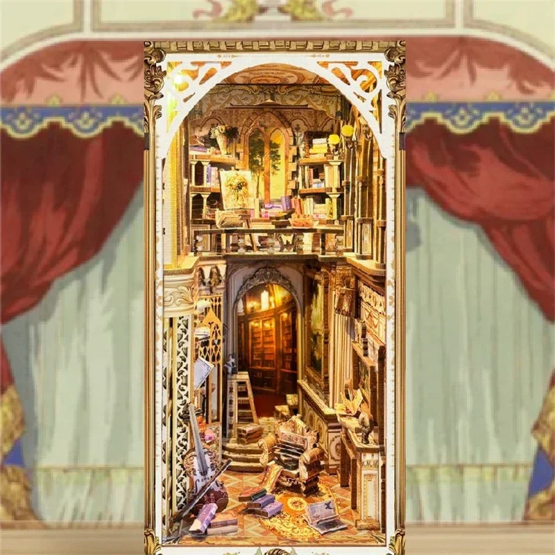 

DIY Wooden Baroque Dreams Miniature Model Kits Book Nook Shelf Insert Kit Bookshelf Handmade Bookend for Friends Birthday Gifts