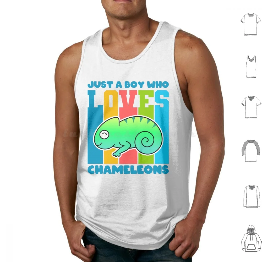 Just A Boy Who Loves Chameleons Tank Tops Print Cotton Just A Boy Who Loves Chameleons Boy Chameleon Love Reptile Pet Kid