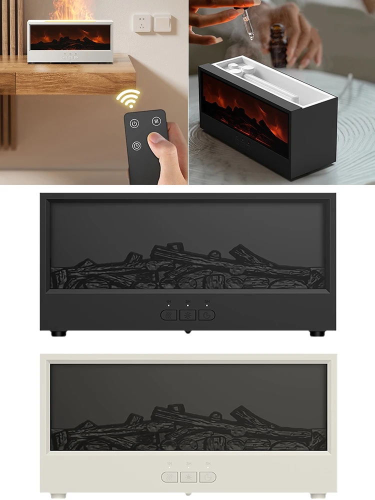 1pc 3D Flame Fireplace Aroma Diffuser With Remote Control For Home Improvement Aromatherapy Machine Colorful Humidifier Tools