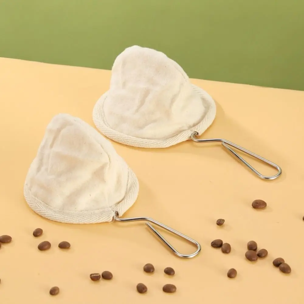

Flannel Cloth Coffee Filter Strainers Stainless Steel Handle Reusable Pour Over Coffee Dripper Detachable Hanging Hole