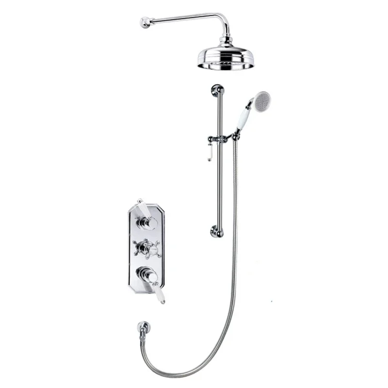 2 UK ceramic bracelet rainfall concealed thermostatic bathroom Wras shower tap mixer set