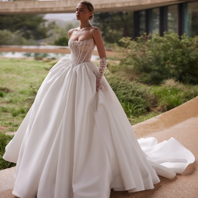 

Luxury White Dubai Arabic Mermaid Wedding Dresses Lace Beads A-Line Court Train Wedding Dress Bridal Gowns vestidos de novia