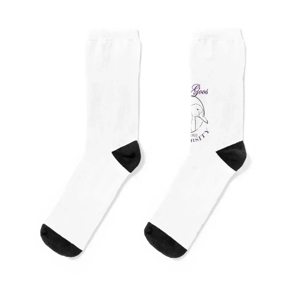 

SILLY GOOSE UNIVERSITY PURPLE COLOR Socks man Christmas football hiking Socks Girl Men's