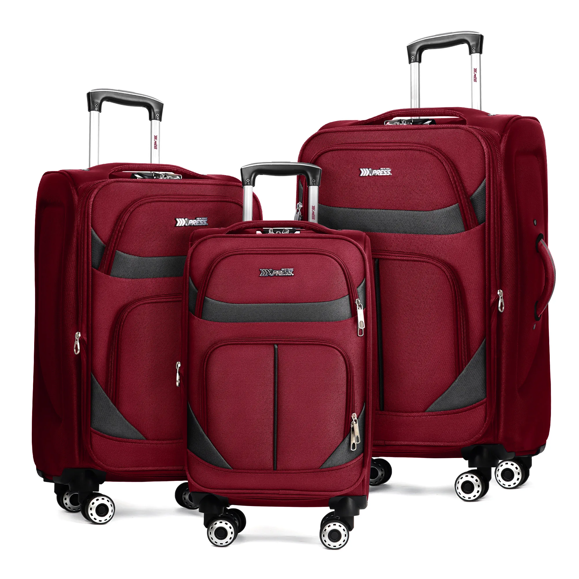Softside Luggage Expandable 3 Piece Set Suitcase Upright Spinner Softshell Lightweight Luggage Travel Set 20inch 24inch 28inch