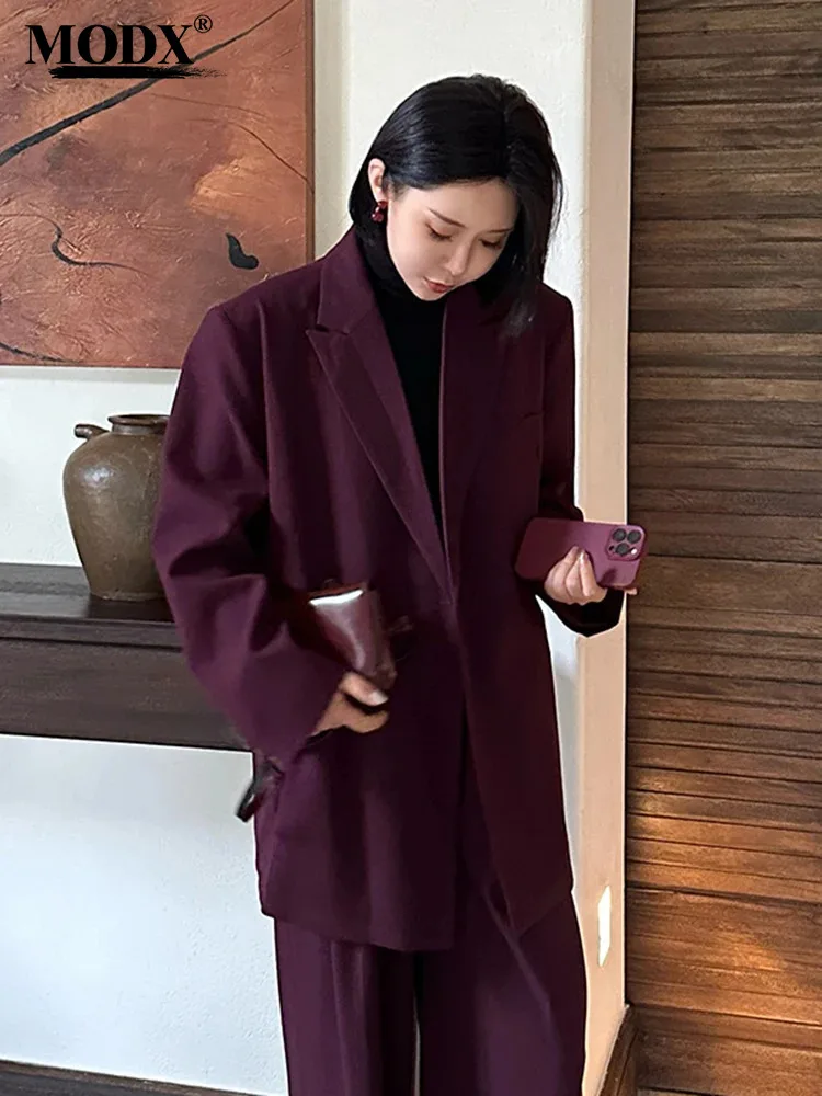 

[MODX] Minimalist And High-end Slanted Button Placket Jacket For Women, 2024 Autumn And Winter New Style Temperament Suit Coat