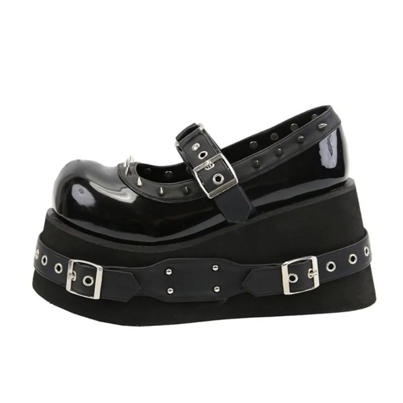 2025 zapatos de pastel Japón Lolita Denim Cosplay Kawaii Punk tacones altos suela gruesa chica esponja río zapatos aumentar la altura zapatos de pastel