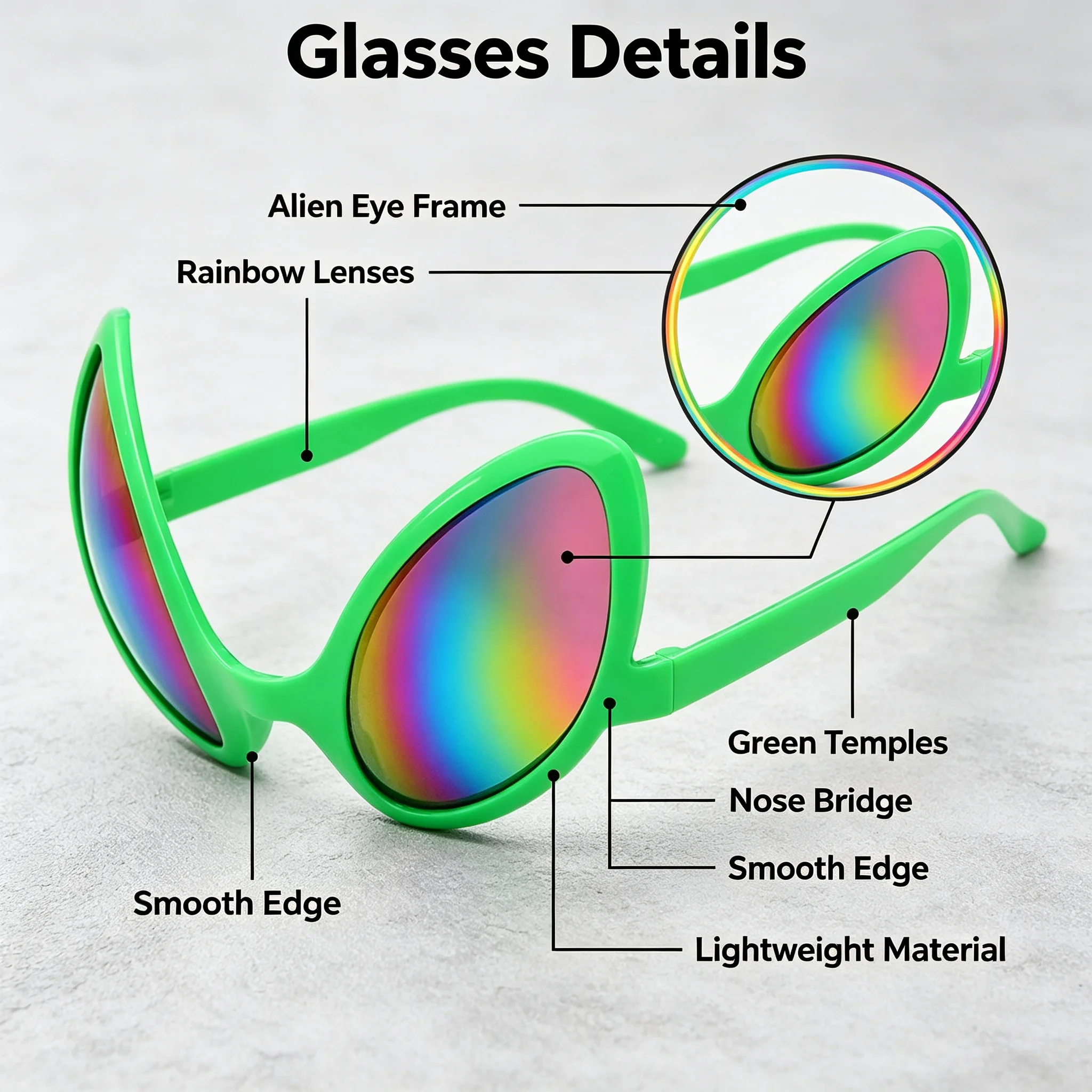 Alien Green Sand Sculpture Sunglasses Trendy Fashion Decorative Party Glasses Funny Personality Optics