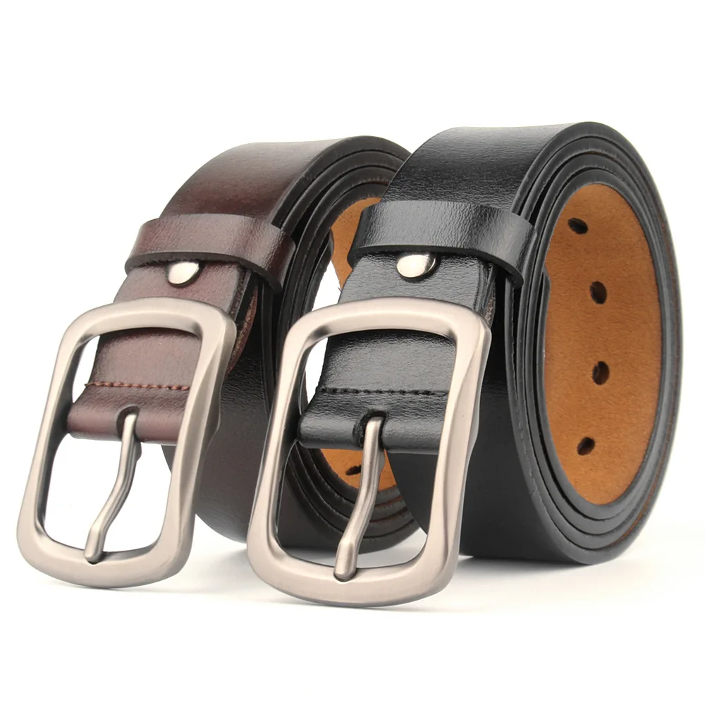 Large Size  Rectangular Buckle  Genuine Cow Leather Extended Men Leather Waist Belt