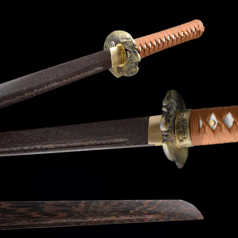 Personal Custom Iaito Training Sword,Decoration Wooden Sword, Japanese Ninja's Sword Katana, Straight, Type C, Devil Tsuba,