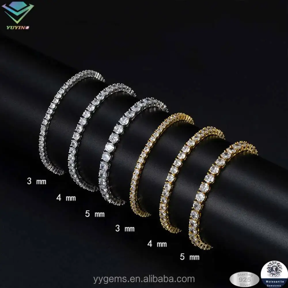 Luxury Wholesale Vvs Diamond Tennis Chain Hip Hop Gra d Moissanite Necklace Bracelet Fine Jewelry 925 Silver Chain for Men Women