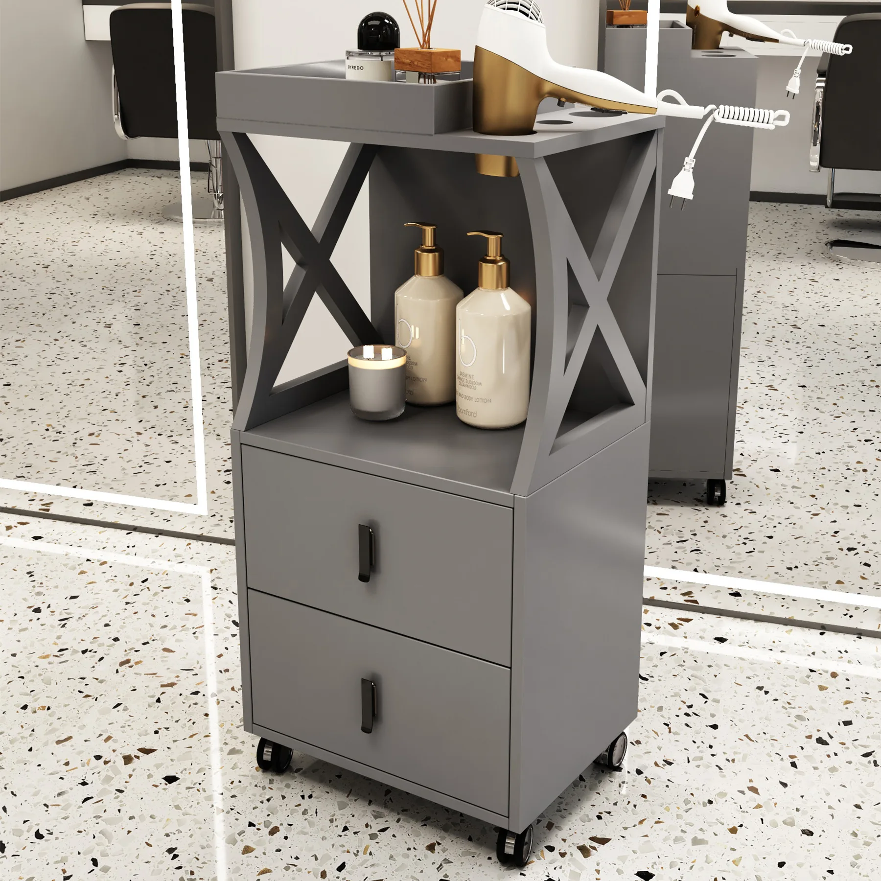 Minimalist Hair Salon Tool Storage Cabinet, Commercial Beauty Salon Hairdressing Styling Cabinet, Factory Direct Supply