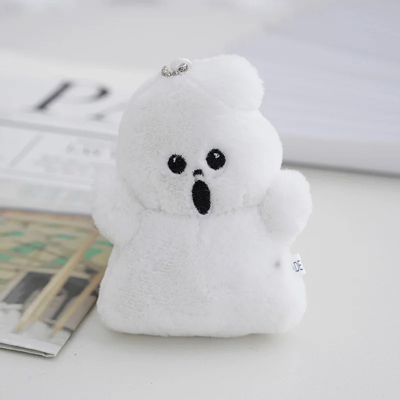 11cm New Cartoon Creative White Ghost Plush Keychain Pendant Doll Kids Weird Funny Stuffed Plush Toys Children Halloween Gift