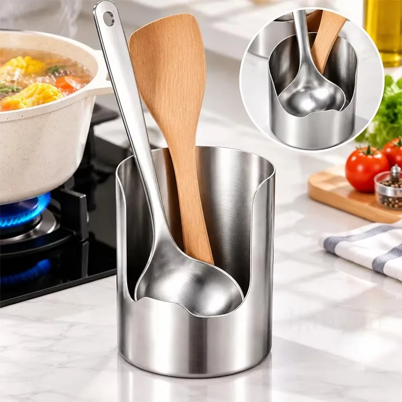 Stainless Steel Pot Lid Holder Multipurpose Kitchen Countertop Organizer Vertical Storage Rack for Spoons Cookware Utensils