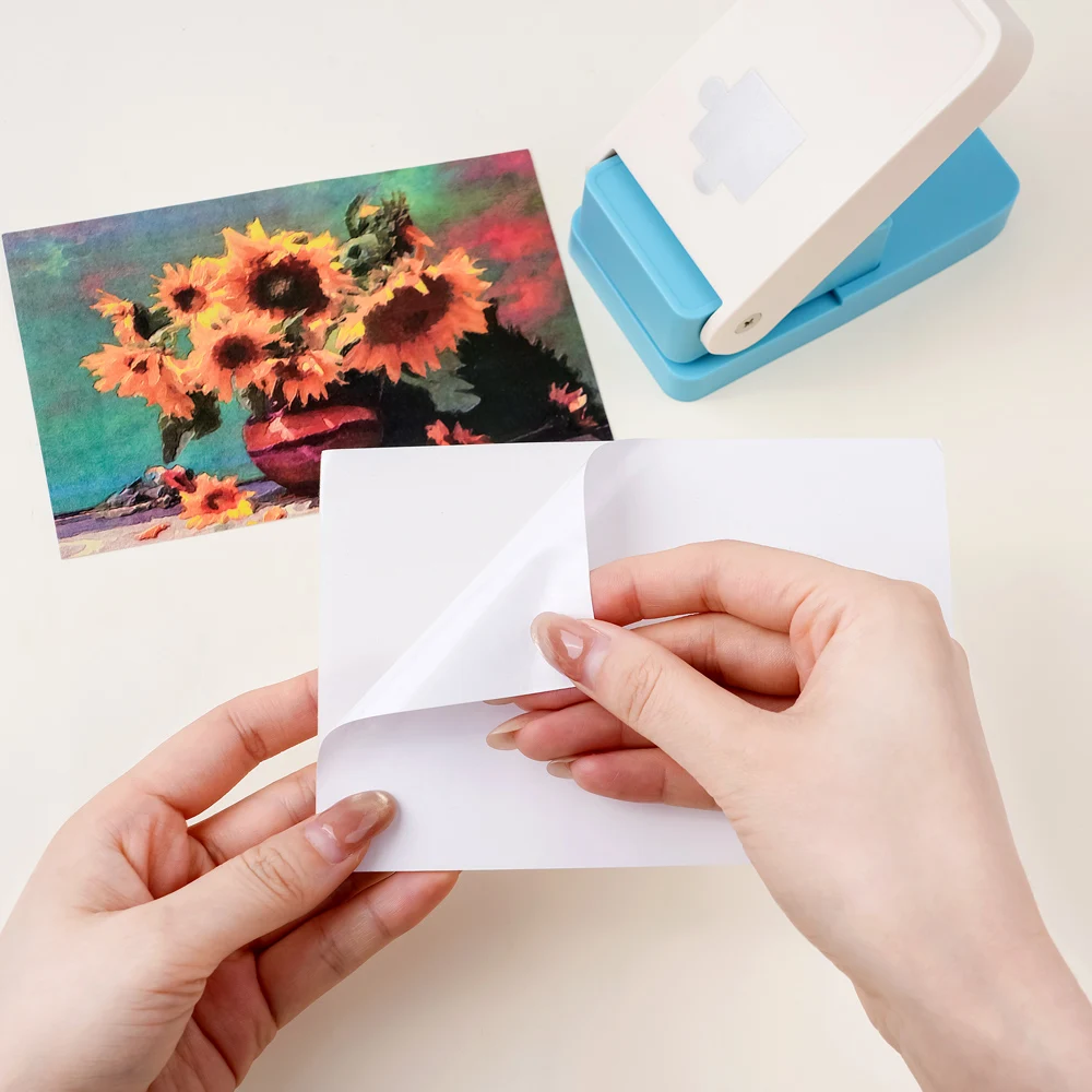 

Puzzle Punch Machine with 10 Adhesive Foams Portable Diy Puzzle Maker for 4X6 Inch Paper Card Scrapbook Craft Embossing Tool