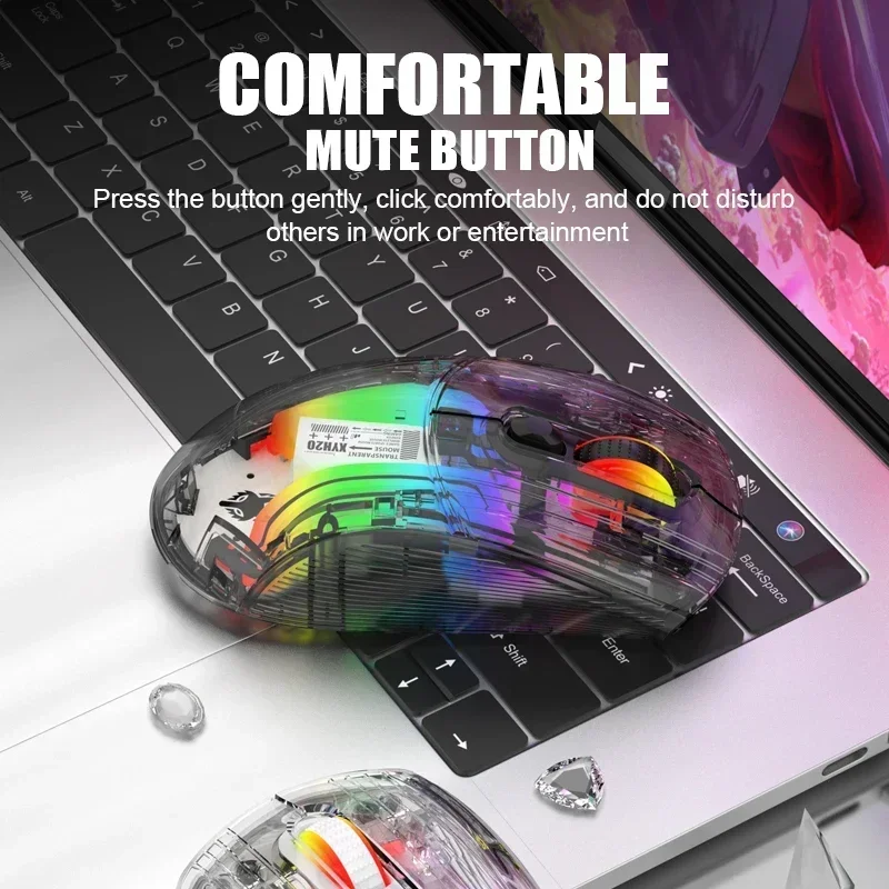 

XYH20 BT5.0 2.4G Wireless mouse three-mode Transparent RGB mechanical mouse Gaming esports silent mouse Wired