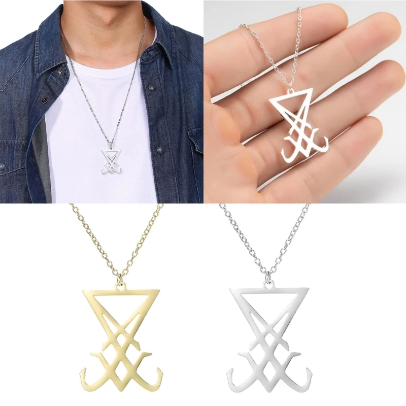 for Creative Satan Symbol Necklace Sigil of Lucifer Pendant Chain Hip Hop Devil Jewelry Fashion Accessories Rustproof