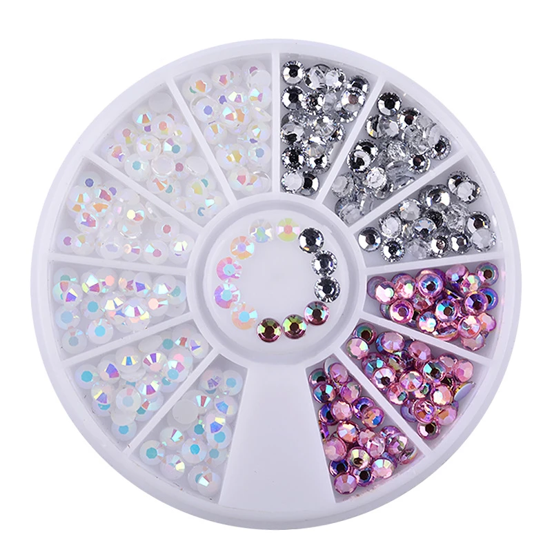 1 scatola colorata 3D Jelly AB acrilico ruota adesivi per unghie decorazione consigli per Nail Art fai da te gioielli strass strumenti per Manicure