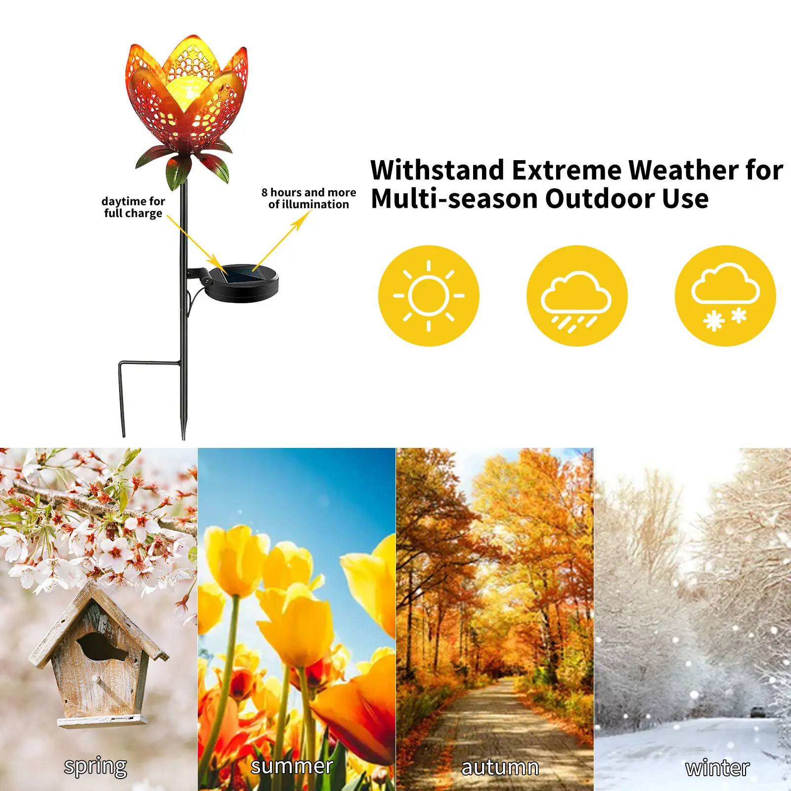 Hot Selling Solar Powered LED Crackle Glass Ball Flower Lantern for Pathway Decorative Lighting with IP65 Rating