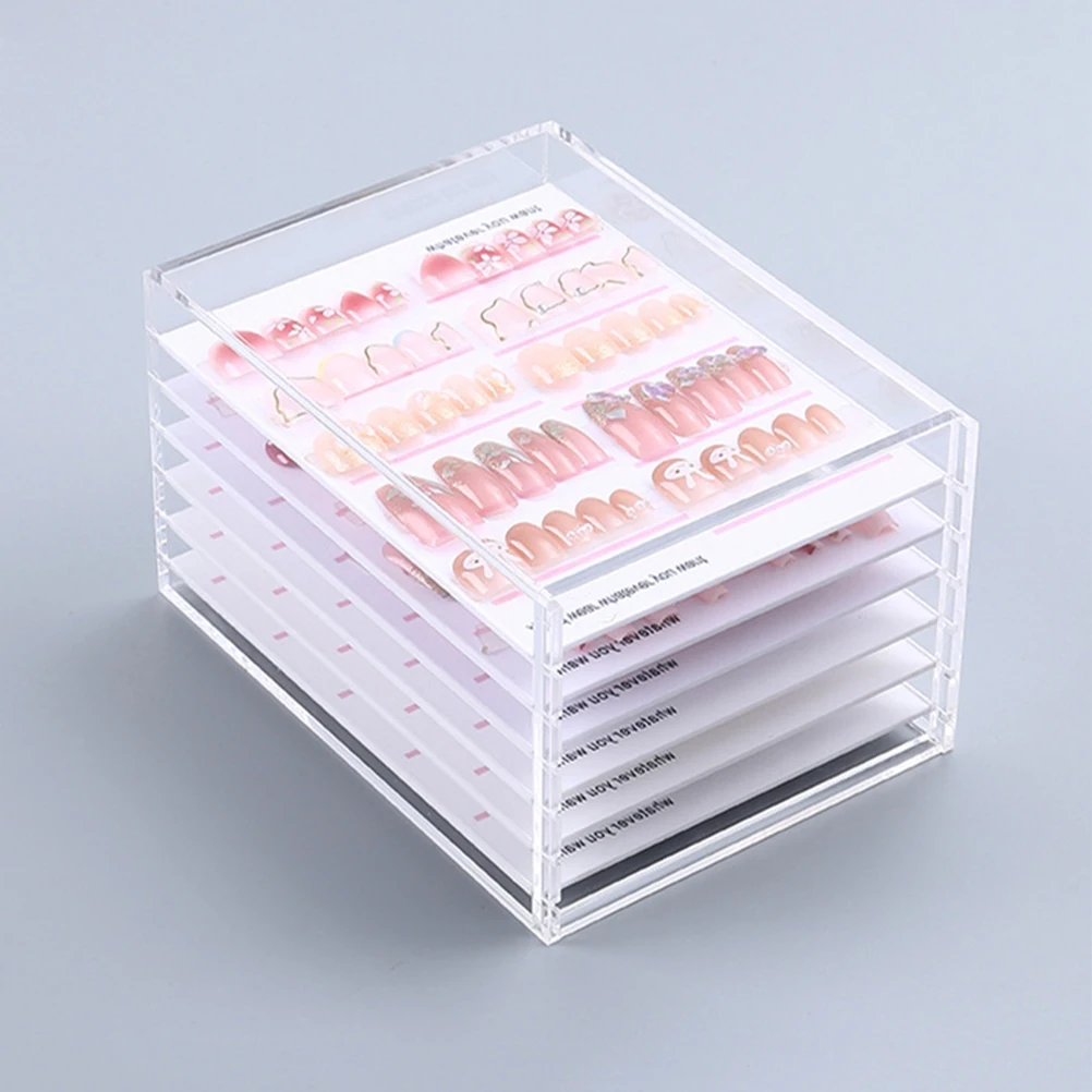 

Transparent Acrylic Nail Art Storage Box 6 Layers Drawer False Nails Organizer Manicure Ornament Case Wearable Display Home