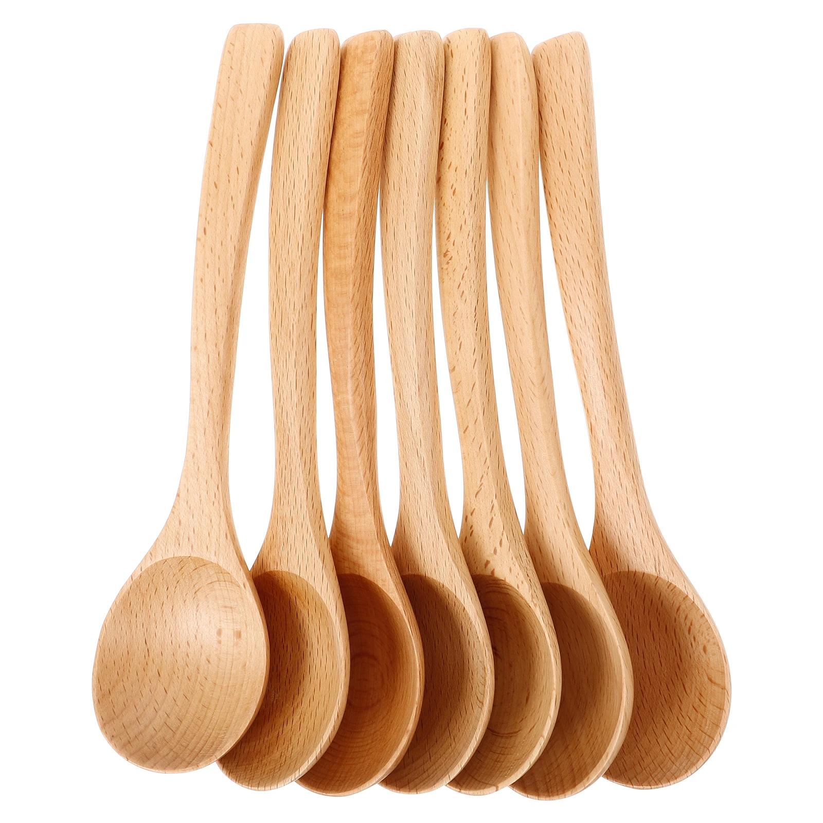 

7Pcs Wooden Spoon Set Japanese Style Natural Wood Spoons for Ice Cream Desserts Honey Tea Multifunctional Kitchen Utensils