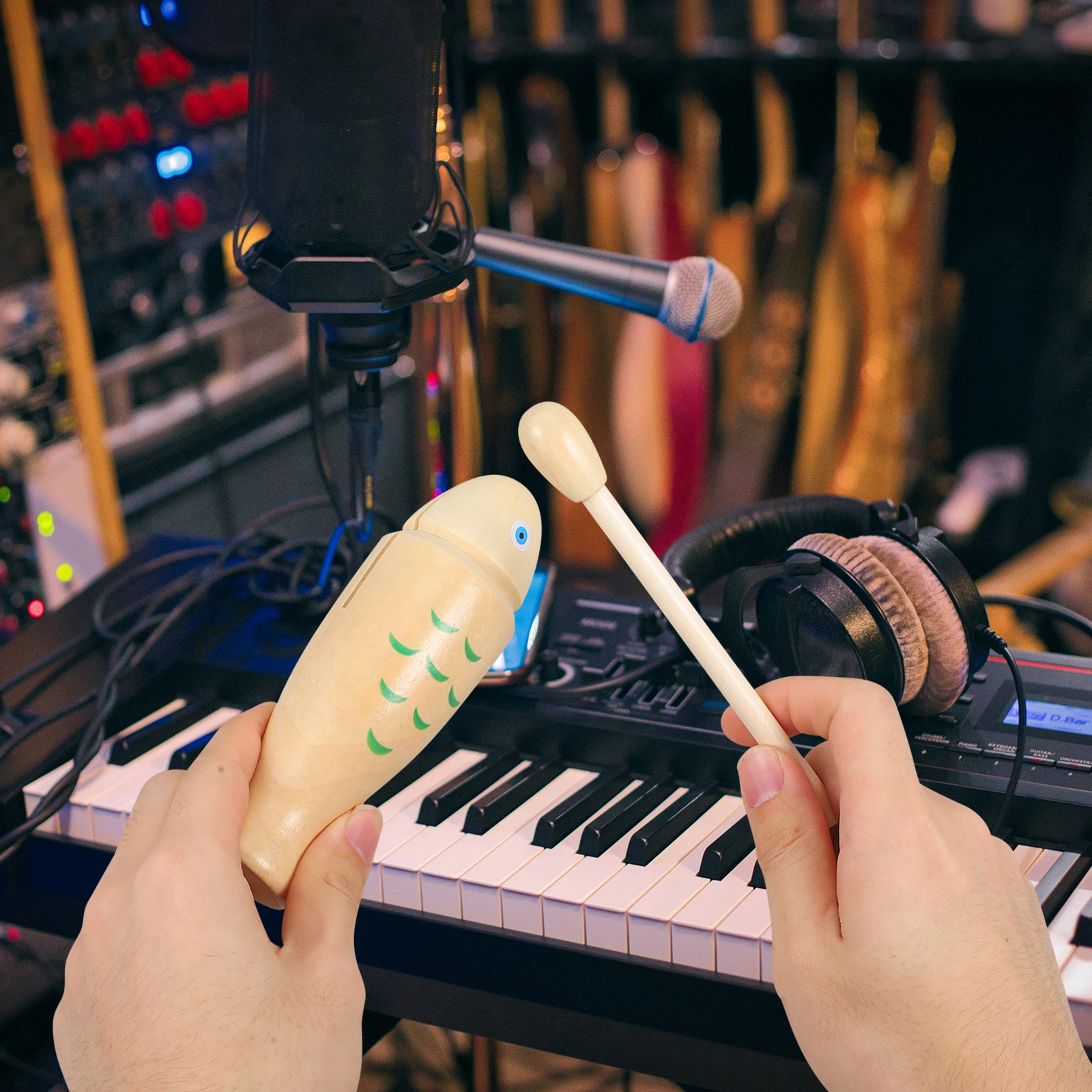 

Wooden Guiro Toy Kids Music Percussion Instrument Toddler Musical Instruments Fish Shape Smooth Surface Develop Intelligence