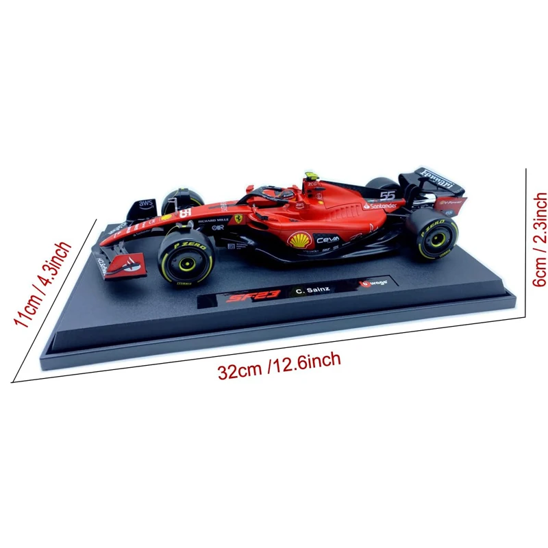 Bburago 2023 New Racing Car Ferrari 1/18 F1 SF23#16 Leclerc #55 Sainz Diecast Model Car Display Ornaments Collection Gift