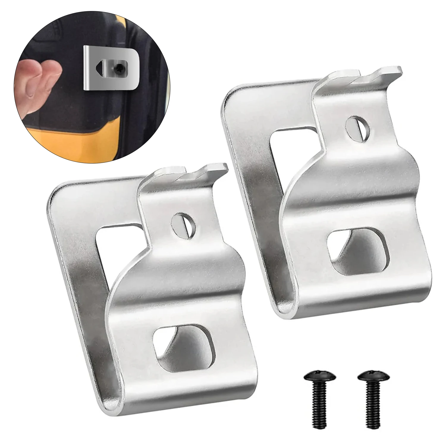 

2 шт. зажимы для ремня Dewalt, зажимы с крючками из нержавеющей стали 304, набор инструментов с винтами, подходит для электроинструментов Dewalt 20 В