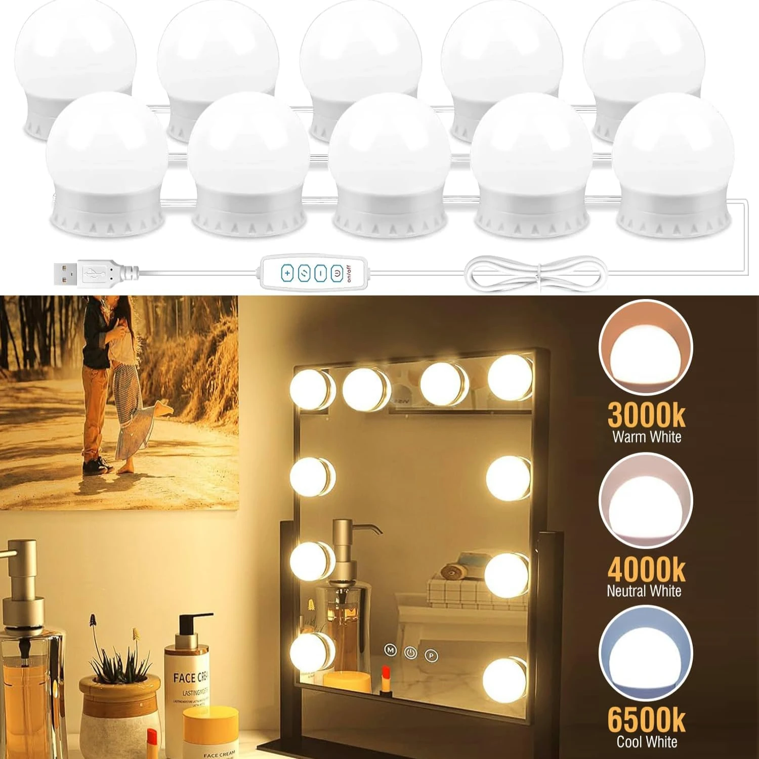 Experience the luxurious upgrade in vanity lighting with stunning dimmable LED vanity lights for makeup and dressing room. Eleva