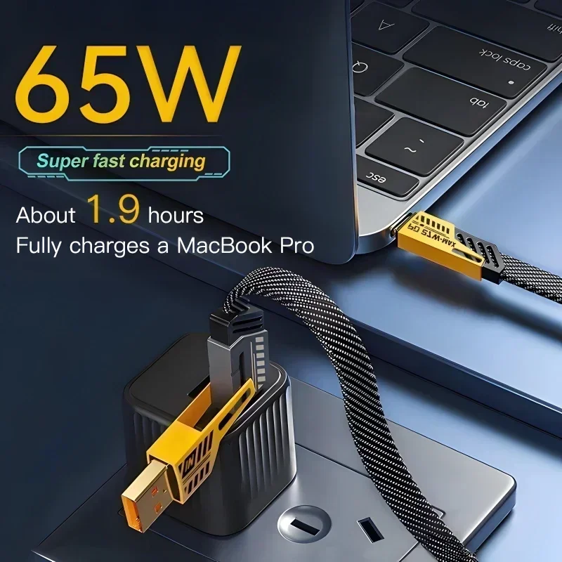 4 in 1 Mecha Fast Charging Data Cable Cord PD 27W For iPhone 15 for Samsung  65W USB Type C Multi Port Quick Charge Wire Line