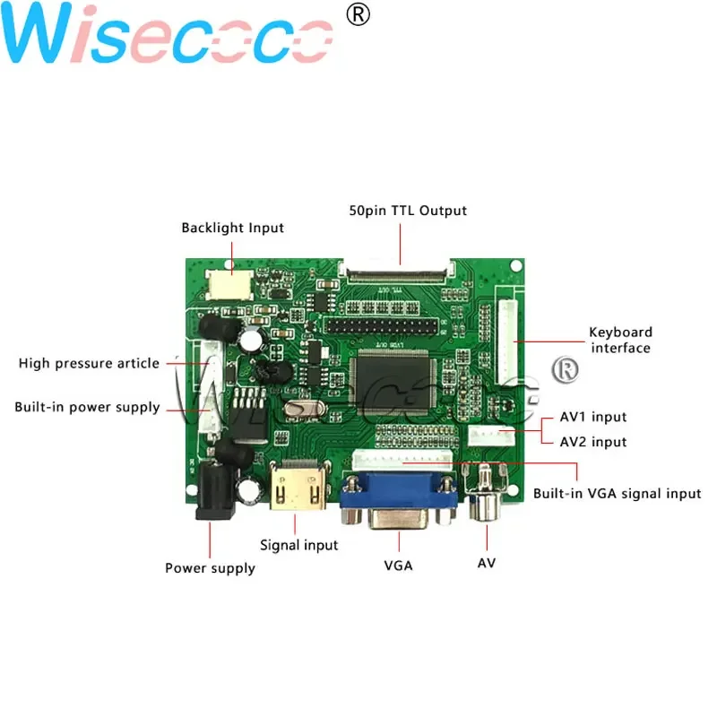 Imagem -05 - Polegada 800*480 At090tn12 Tela Lcd Ttl 50 Pinos Vga av Placa Controlador para Carro Áudio e Vídeo Display 9