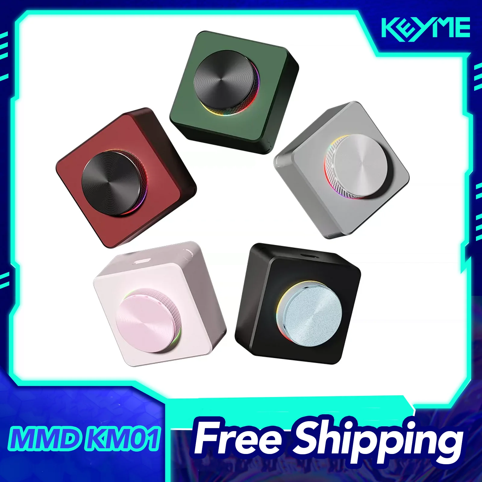 MMD KM01 Multimedia Control Keypad Wireless Tri Mode Aluminum Alloy Body Customize Volume Knob DIY Office Software Shortcut Keys
