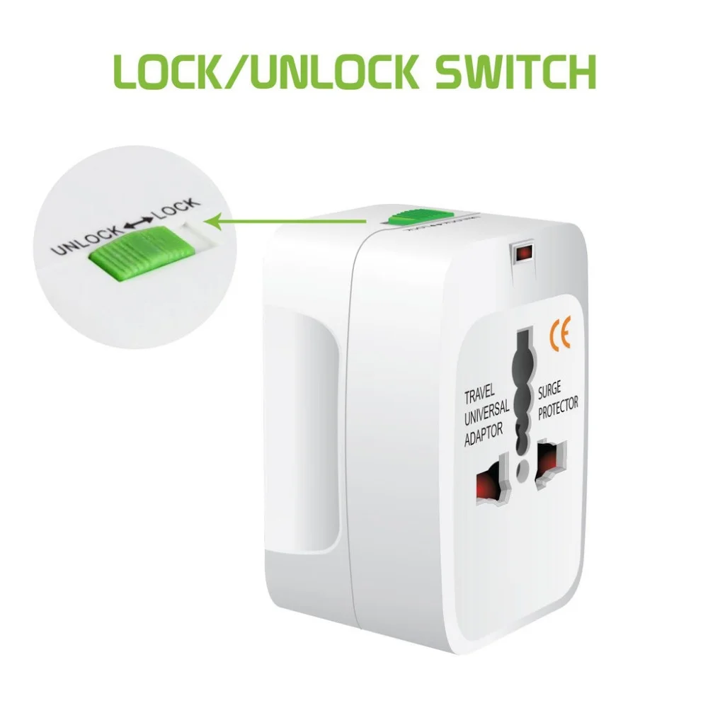 محول القابس الدولي العالمي الكل في واحد المحمول للسفر العالمي AU US UK EU محول USB محول الطاقة الدولي