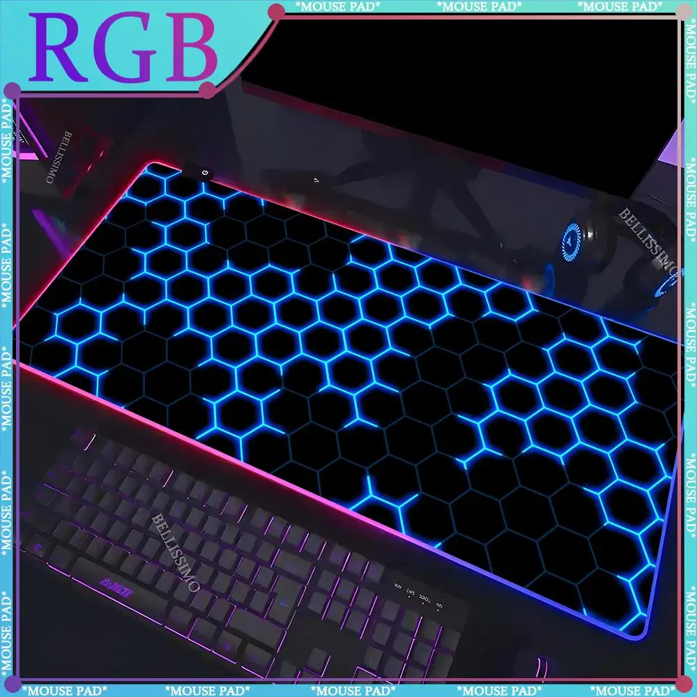

Large Size Gaming RGB Geometric Mouse Pad Non-slip Rubber Computer Desk Pad Keyboard Pad Computer Desk Laptop for Office Gaming