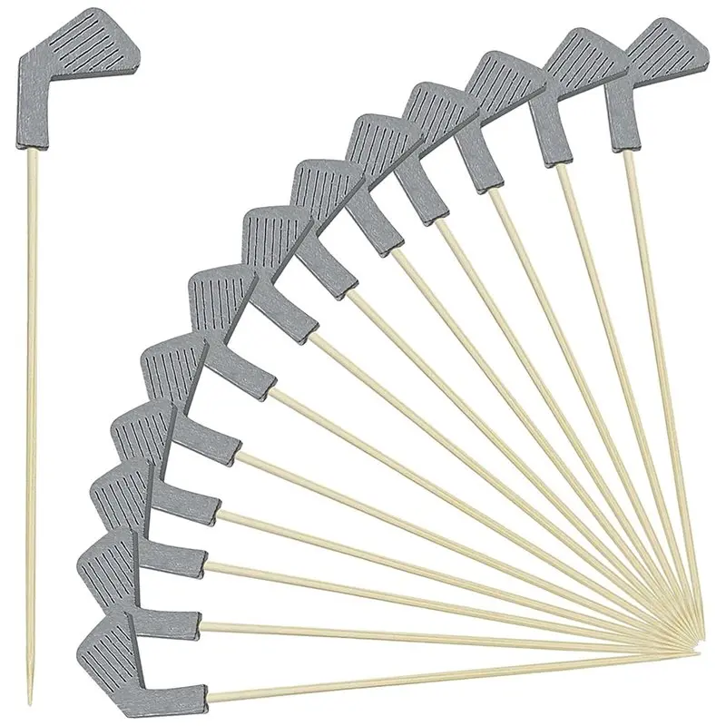 NEW HOT In Stock-200 Pcs Golf Club Cocktail Picks Golf Skewers Disposable Bamboo Catered Buffet Party Holiday Supplies