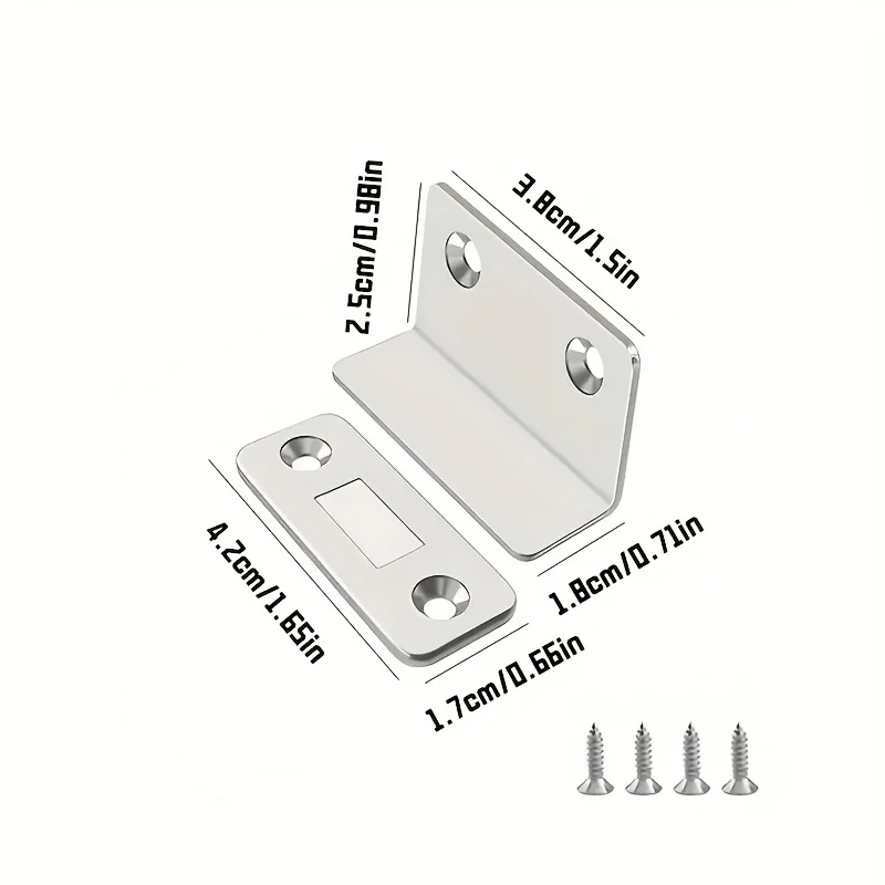 4Pcs Magnetic Door Locks L-Shaped Drawer Magnets Adhesive Magnetic Seals for Cabinet Doors L-Shaped Concealed Magnetic Hinges