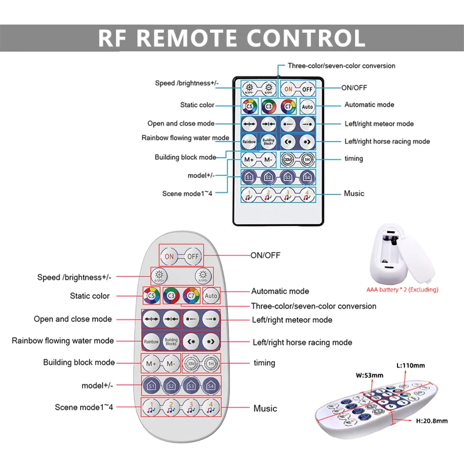 Controlador de música LED SPI, atenuador de aplicación inteligente de 2048 píxeles, control remoto RF, CC/USB, Bluetooth, 5V, 12V, 24V, para WS2812,