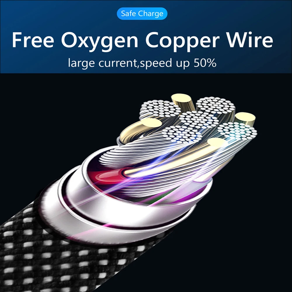 كابل USB A إلى النوع C مزامنة التاريخ 3A شحن سريع من النايلون المضفر كابل شاحن للهاتف المحمول Samsung Huawei Android Typec #5