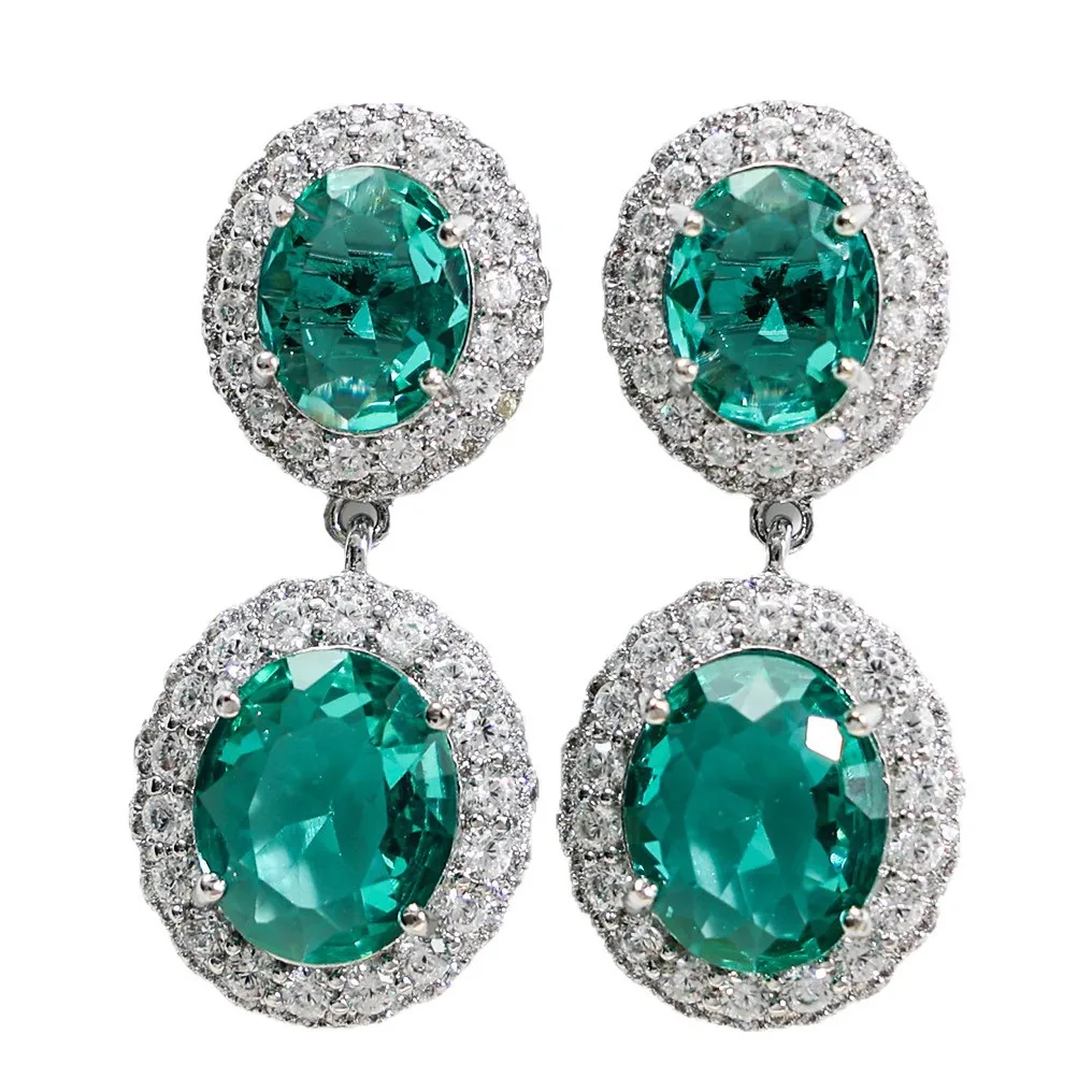 

Fashion-Designed Light Luxury High-End Zircon Earrings, Colored Gem & Green Crystal Ladies' Drop Earrings, Jewelry Gift