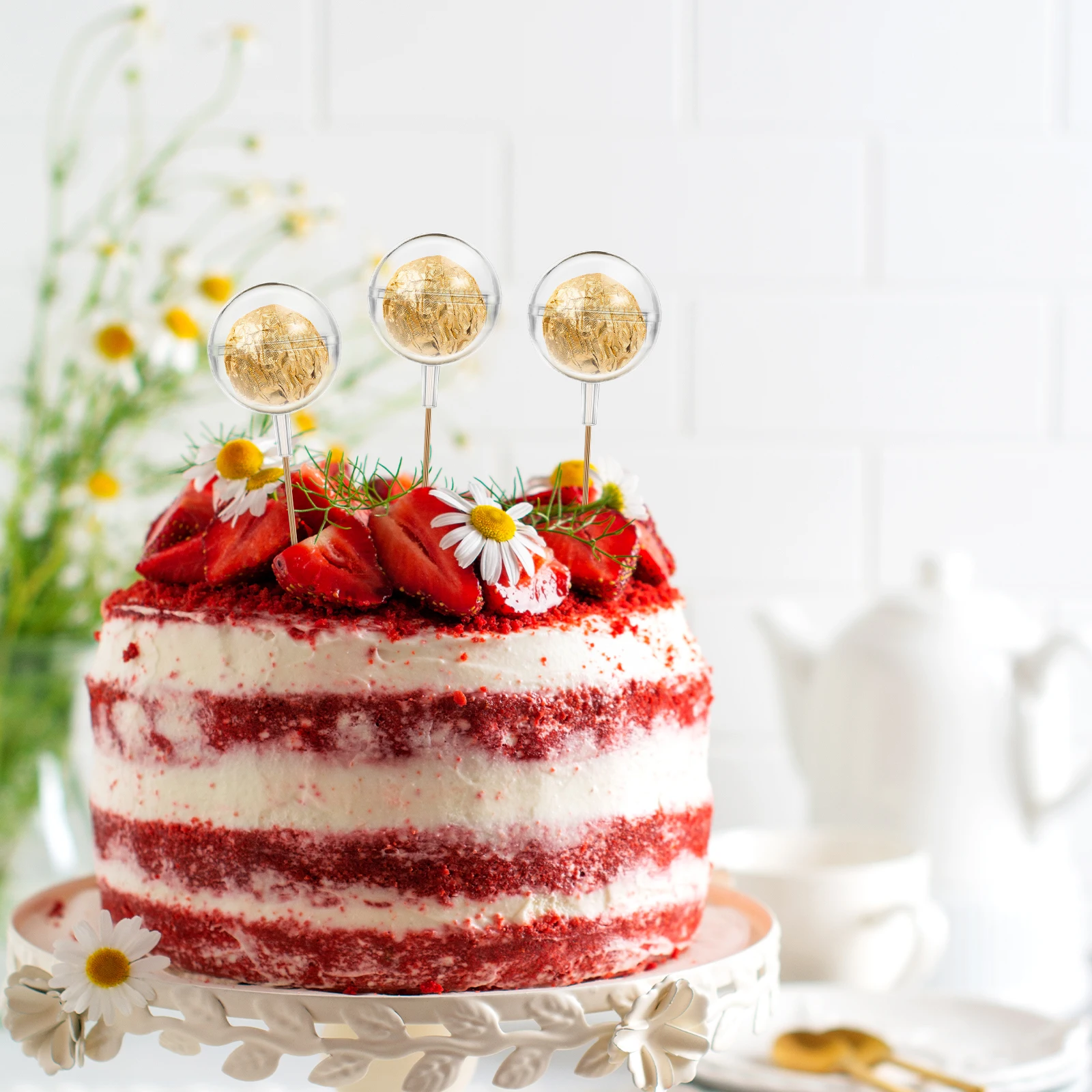 

200pcs Chocolate Packaging Box Clear Round Ball Holder For Valentine'S Day Wedding Party Diy Candy Bouquet Decor Favors Gift