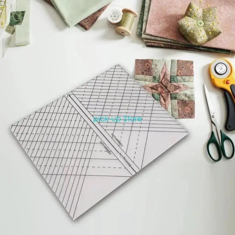 Q5WA متعددة الوظائف شفافة خياطة مسطرة مستقيمة اللحف استنسل حاكم خياطة حاكم خطوط خياطة واضحة للخياطين