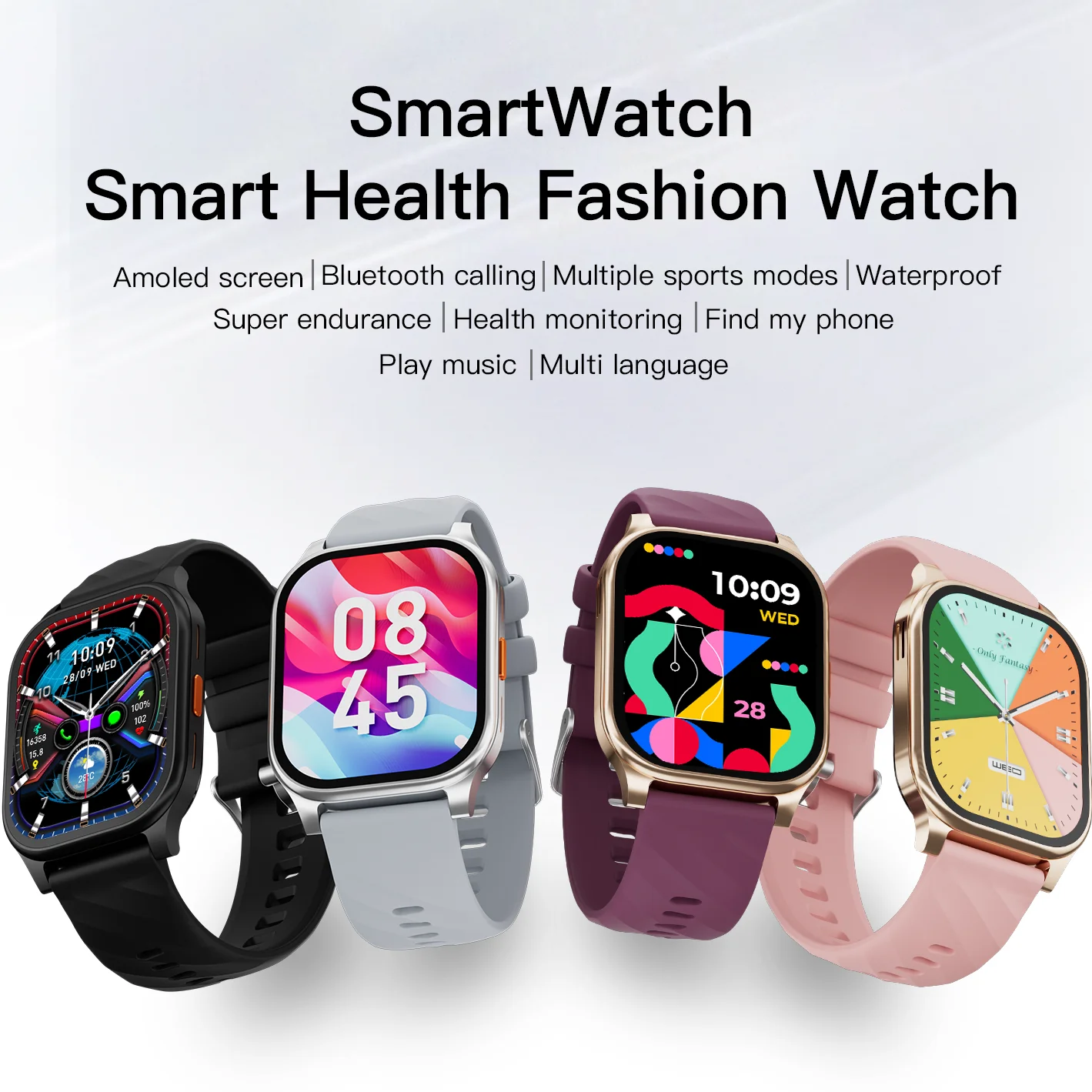 

New BlueTooth Call Smart Watch SW01 Ultra-thin Body Health Monitoring Amoled Screen Multi Sports Modes Bracelet Music Smartwatch