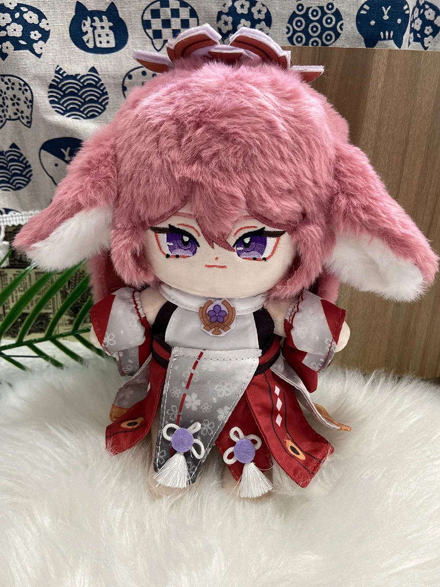 

Anime Genshin Impact Yae Miko Cosplay Fox Form Fluffy Change Clothes Cotton Doll Cartoon Maumet Puppet Naked Baby Xmas Gift