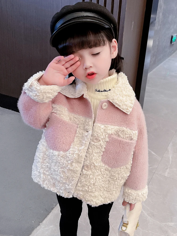 

2024 New Sle Faionable Girls' Sweater Coat Winter Clothes Little Girl Trendy Top Korean Version Long Sve round Ne So...