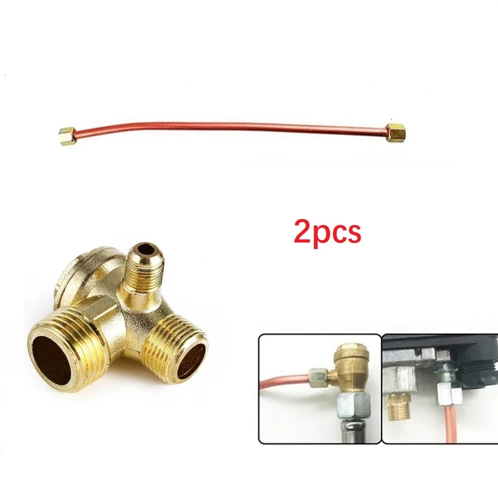 200mm Air Compressor Check Valve Exhaust Tube 3-Port Zinc Alloy Check Valve For Tube Connecting Air Compressor Parts Accessories