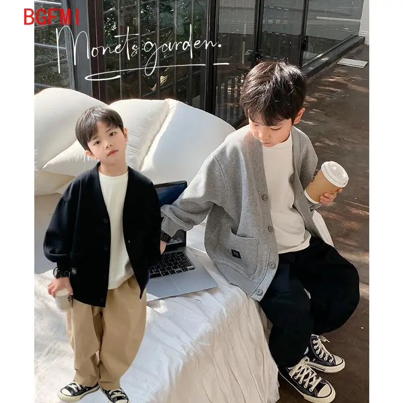 High-quality Baby Boys Spring Autumn Knitted Jacket Tops Children Knitwear For Boys Girls Kids Sweaters Cardigan Outerwear 3-12Y