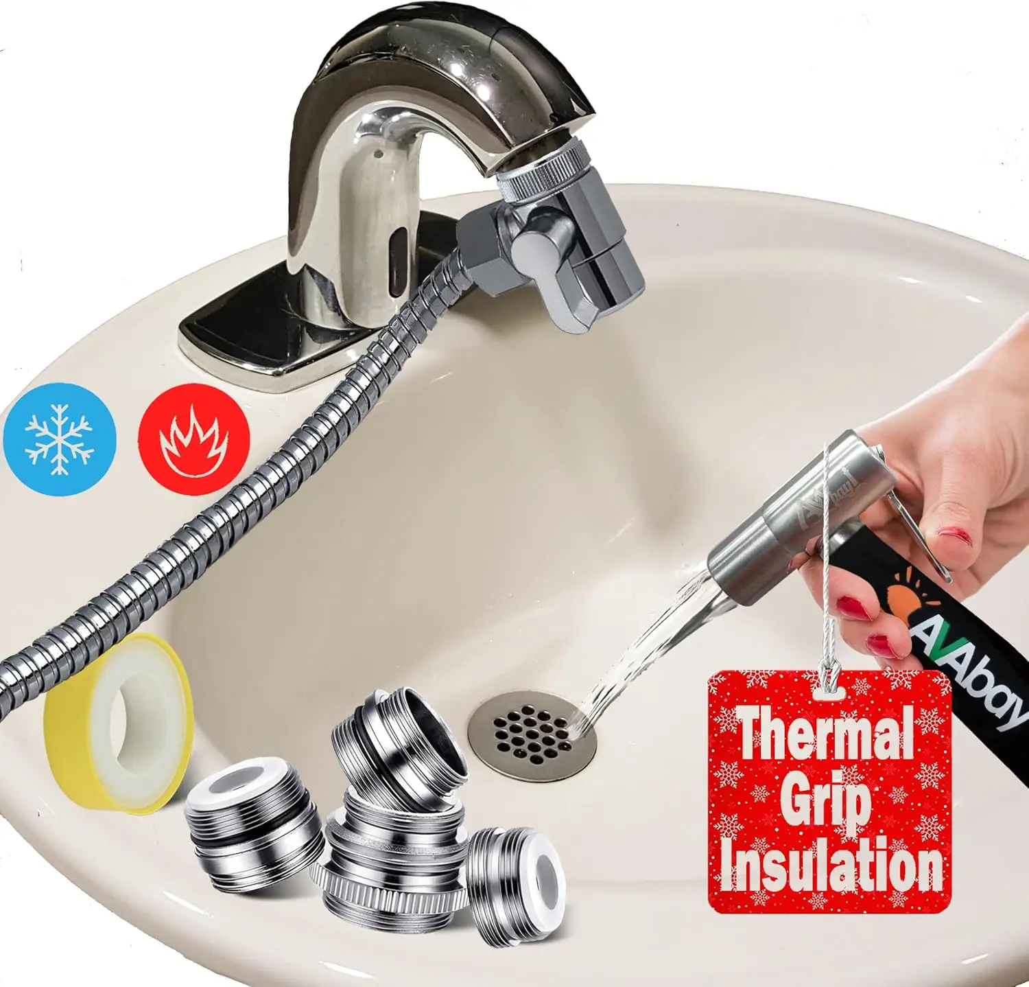 

Handheld Bidet Sprayer for Toilet with Warm & Cold Water, 80" Hose for Feminine Hygiene and Cleaning