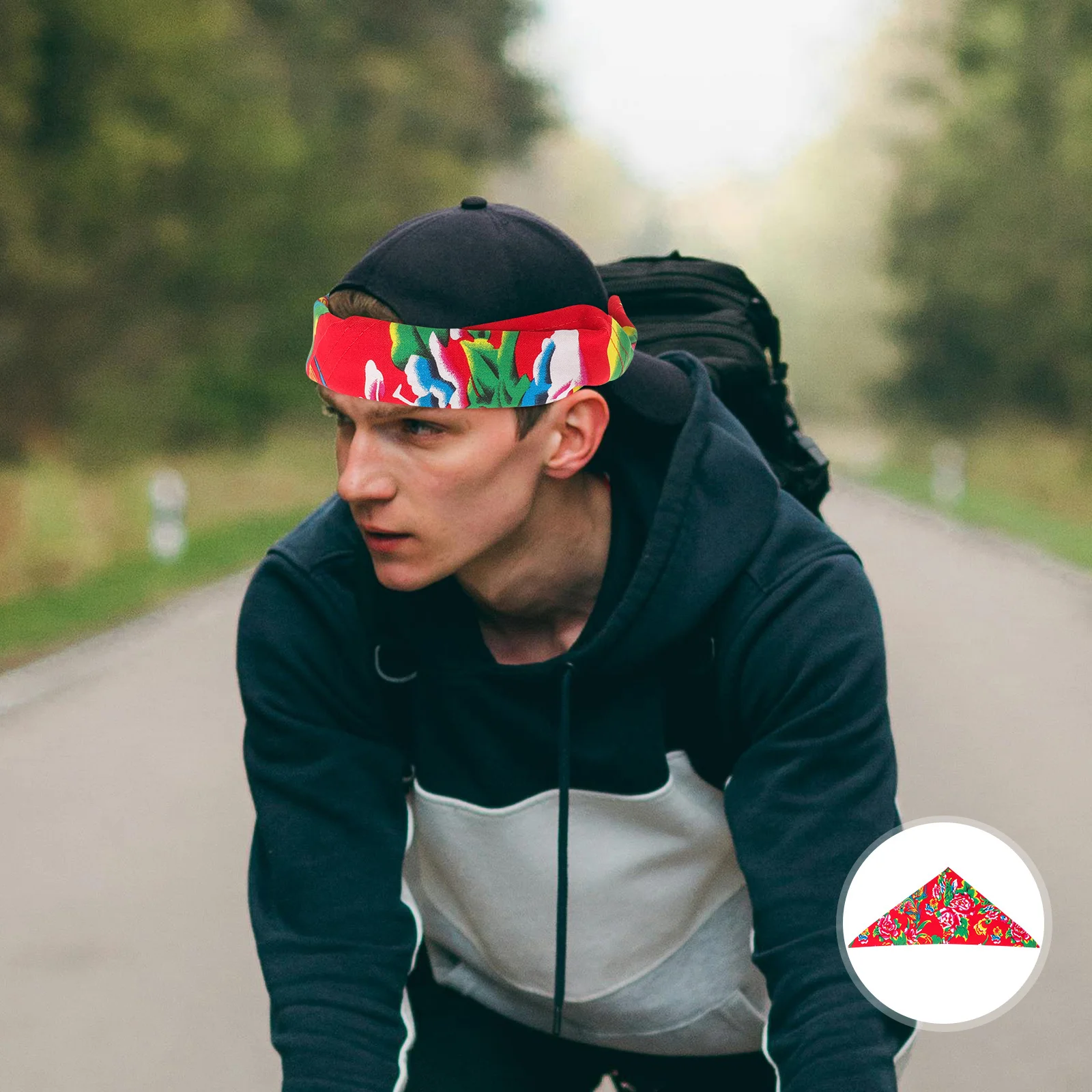 

Floral Pattern Cycling Soft Comfortable Headband Unisex Sports Outdoor Riding Headwrap Decoration Trendy Triangle Men Women